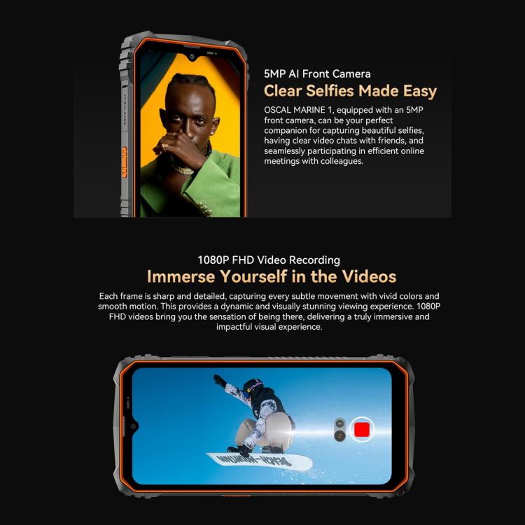 Blackview Oscal Marine 1，6.56英寸安卓15 Unisoc UMS9230E T615八核, 網絡：4G, OTG, NFC