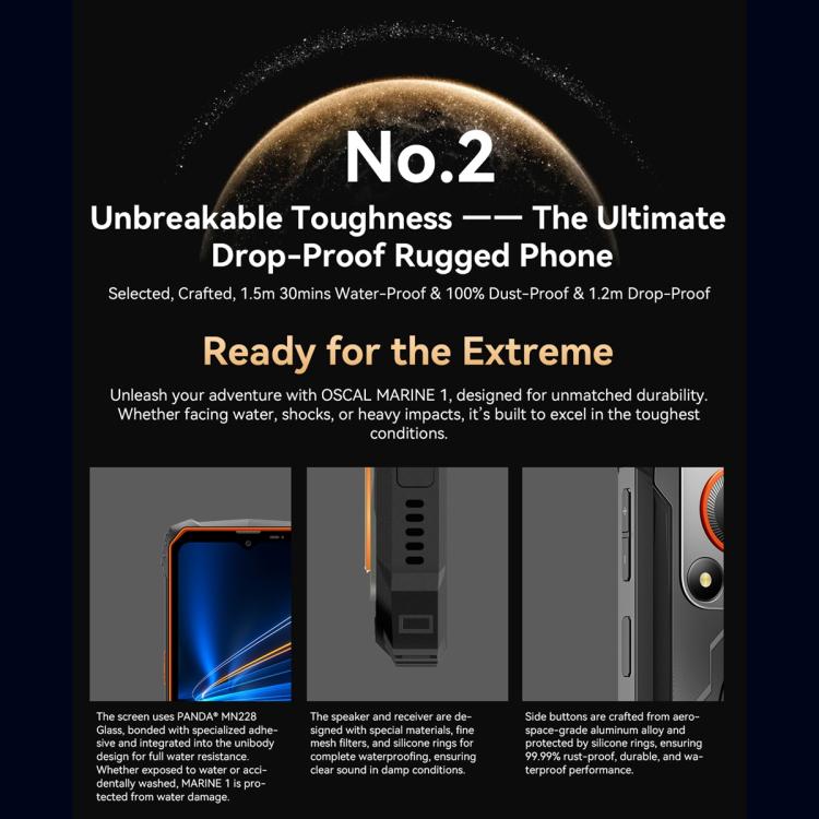 Blackview Oscal Marine 1，6.56英寸安卓15 Unisoc UMS9230E T615八核, 網絡：4G, OTG, NFC