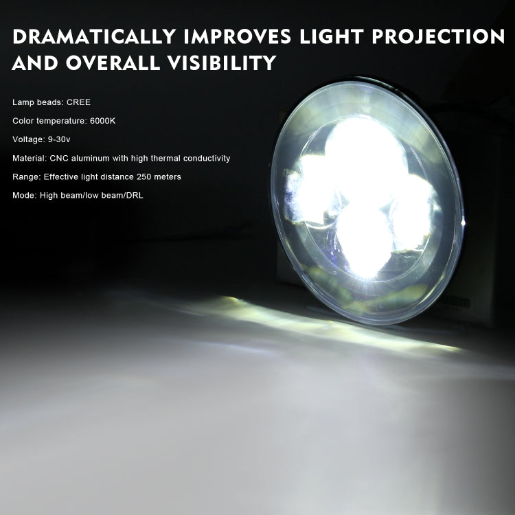 適用於吉普牧馬人 DC 9V-30V 4000LM 6000K 40W 7寸圓形大燈