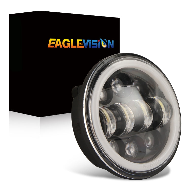 EagleVision DC9-30V 35W 6000K 4000LM 5.75寸圓形6顆LED燈摩托車大燈 帶天使眼 適用於哈雷