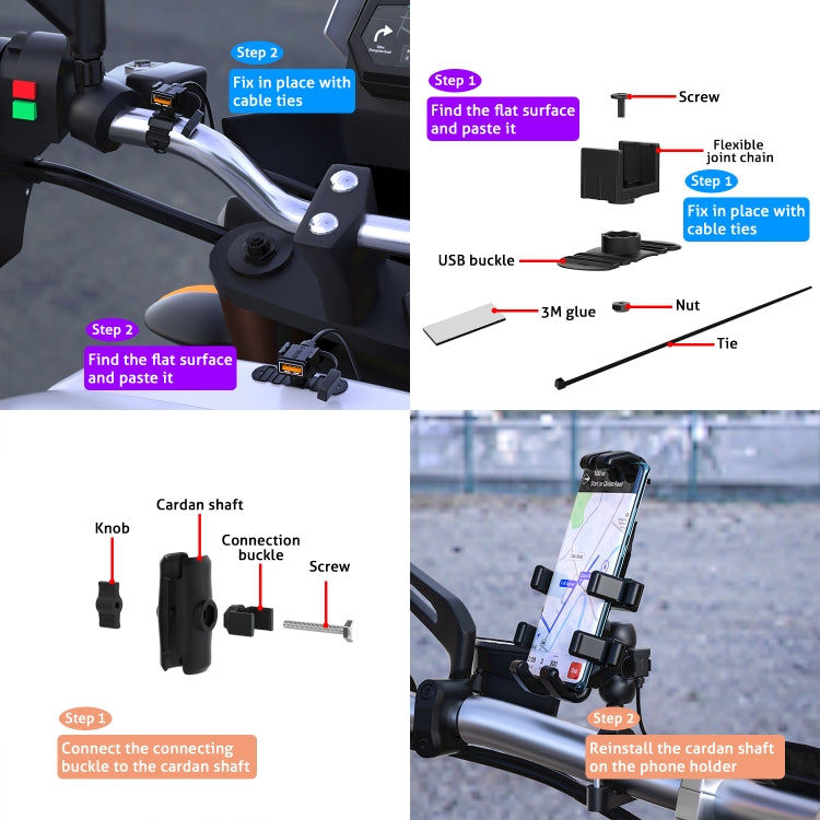 WUPP CS-1186B1 摩托車SAE版配置單USB快充充電器