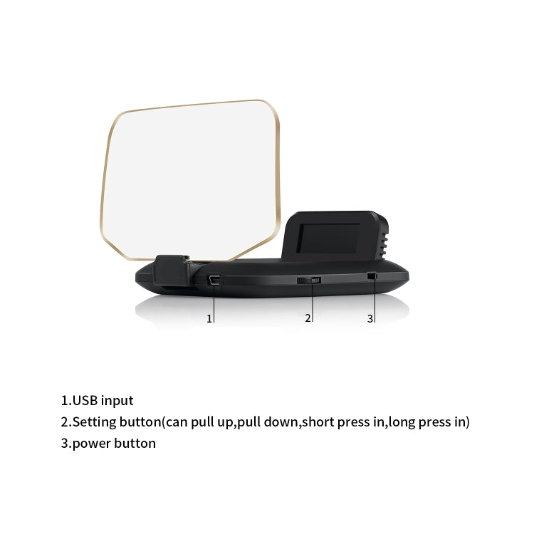 C1 OBD2+GPS模式 汽車HUD抬頭显示器 指南針/速度/水溫/電壓显示器/轉速報警/故障報警