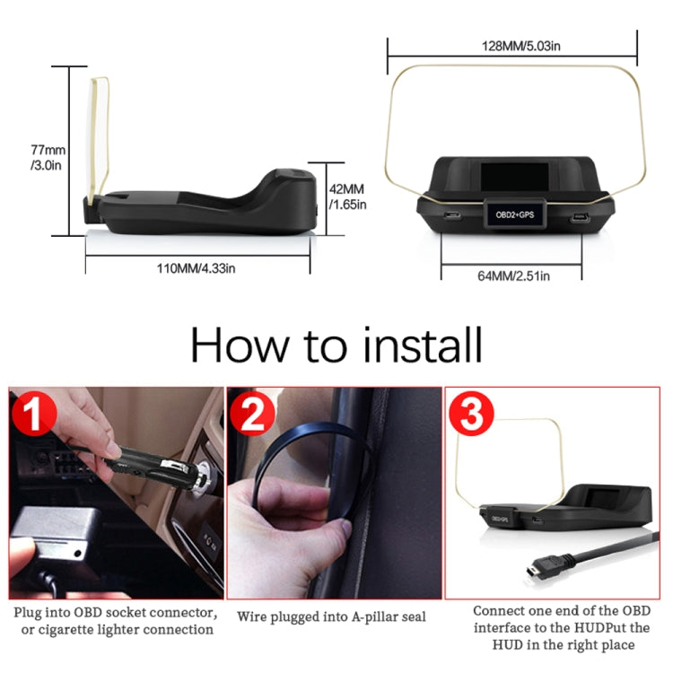 C2 汽車HUD抬頭显示器 GPS数字儀錶 水溫/電壓/速度