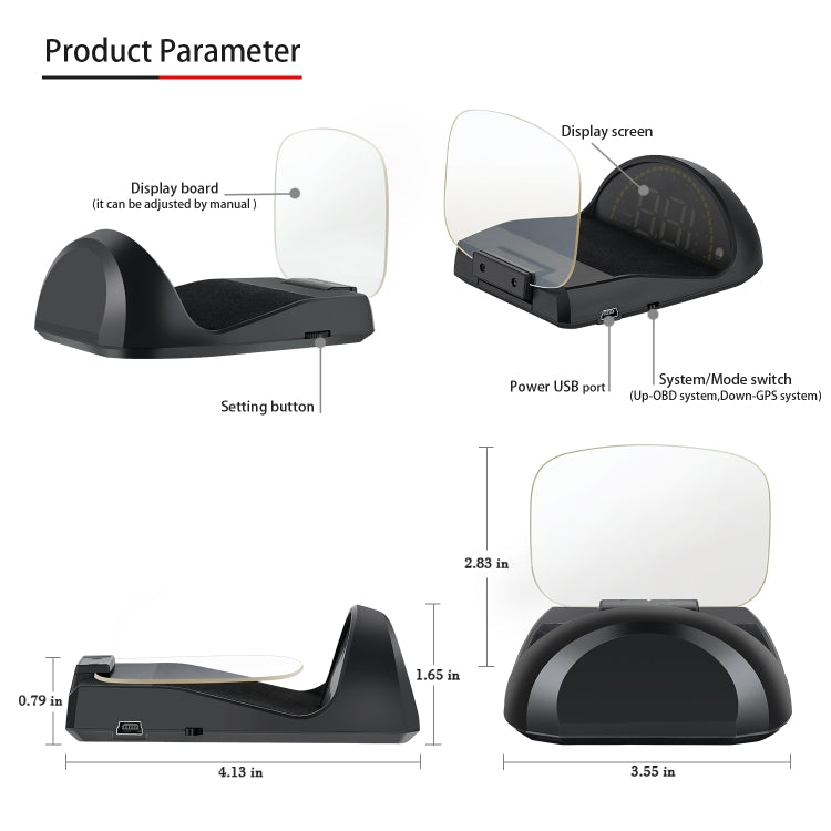 C700S OBD2+GPS模式 汽車HUD抬頭显示器 故障報警