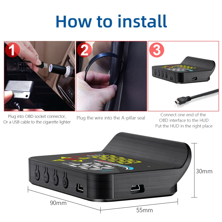 M17 汽車HUD抬頭显示器 GPS速度儀錶 車載OBD2診斷器