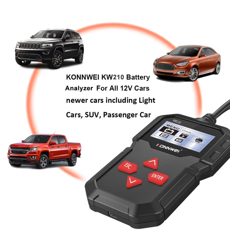 KONNWEI KW210 汽車蓄電池測試電瓶容量電阻電瓶檢測儀