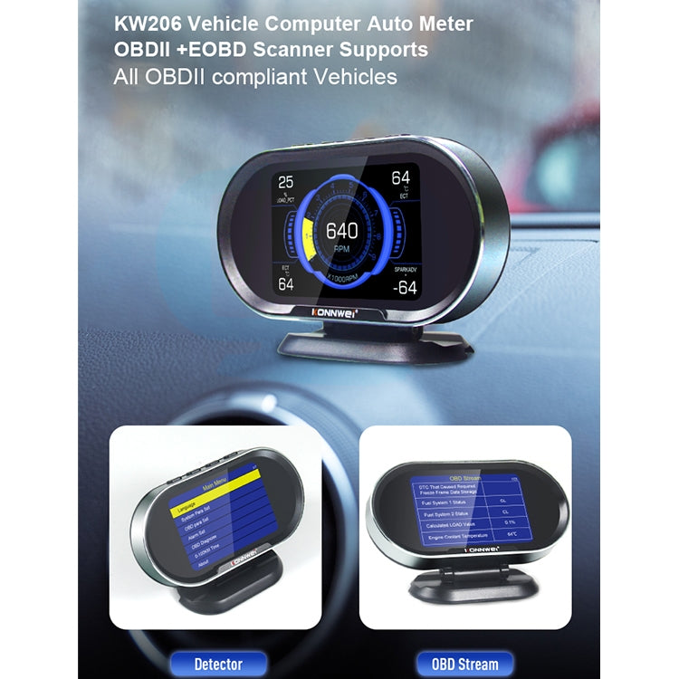 KONNWEI KW206 2合1 OBDII / EOBD 3.5寸彩屏12V汽車故障掃描儀 支持5大協議