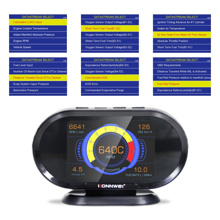 KONNWEI KW206 2合1 OBDII / EOBD 3.5寸彩屏12V汽車故障掃描儀 支持5大協議
