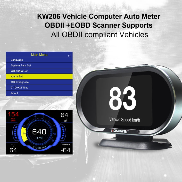 KONNWEI KW206 2合1 OBDII / EOBD 3.5寸彩屏12V汽車故障掃描儀 支持5大協議
