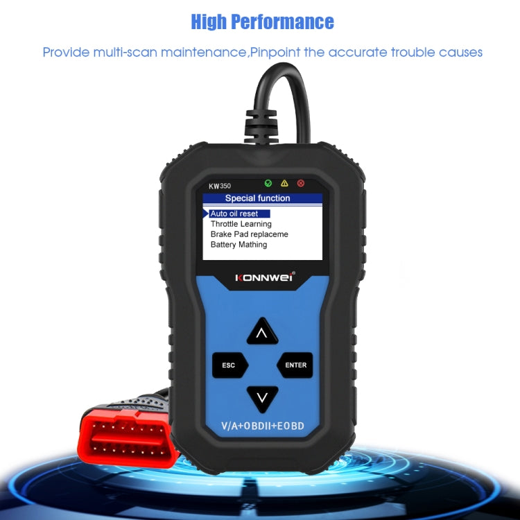 KONNWEI KW350 OBDII 2寸黑白屏12V汽車診斷儀檢測儀掃描儀V007  適用於奧迪/大眾