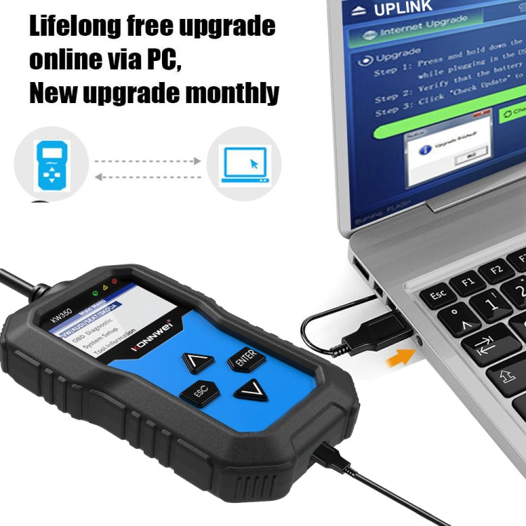 KONNWEI KW350 OBDII 2寸黑白屏12V汽車診斷儀檢測儀掃描儀V007  適用於奧迪/大眾