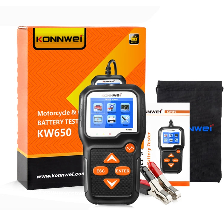 KONNWEI KW650 2.4寸彩色屏6V- 12V 汽車摩托電瓶車割草機蓄電池檢測儀