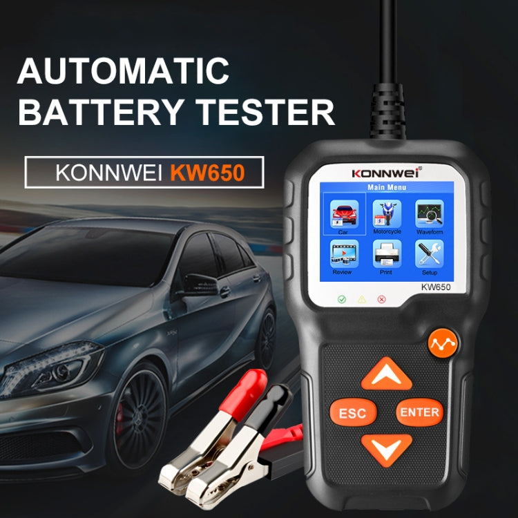 KONNWEI KW650 2.4寸彩色屏6V- 12V 汽車摩托電瓶車割草機蓄電池檢測儀