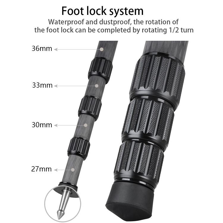 BEXIN ST364C 便攜式攝影碳纖維三角架, 粗管徑：36mm