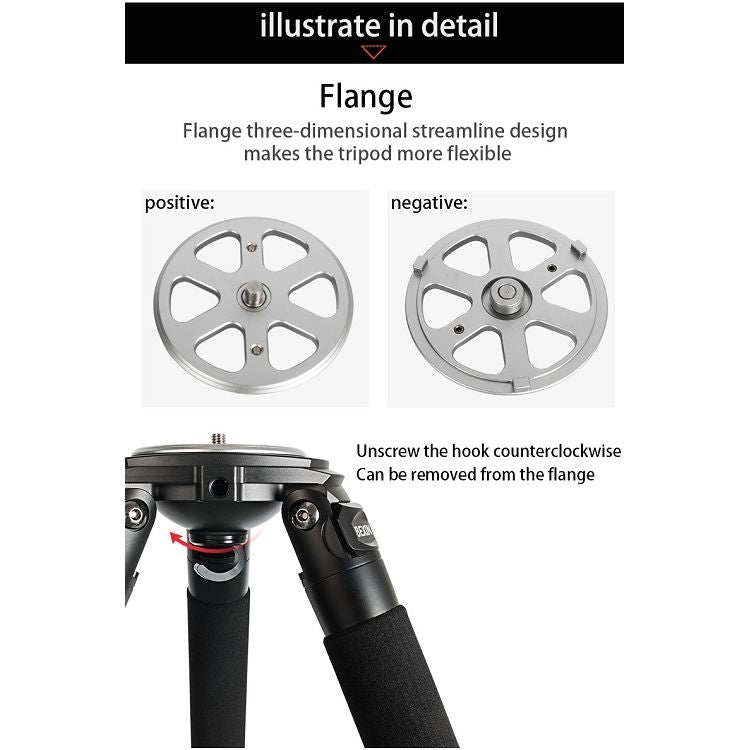 BEXIN ST364C 便攜式攝影碳纖維三角架, 粗管徑：36mm