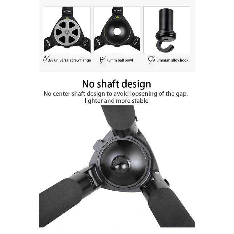 BEXIN ST364C 便攜式攝影碳纖維三角架, 粗管徑：36mm