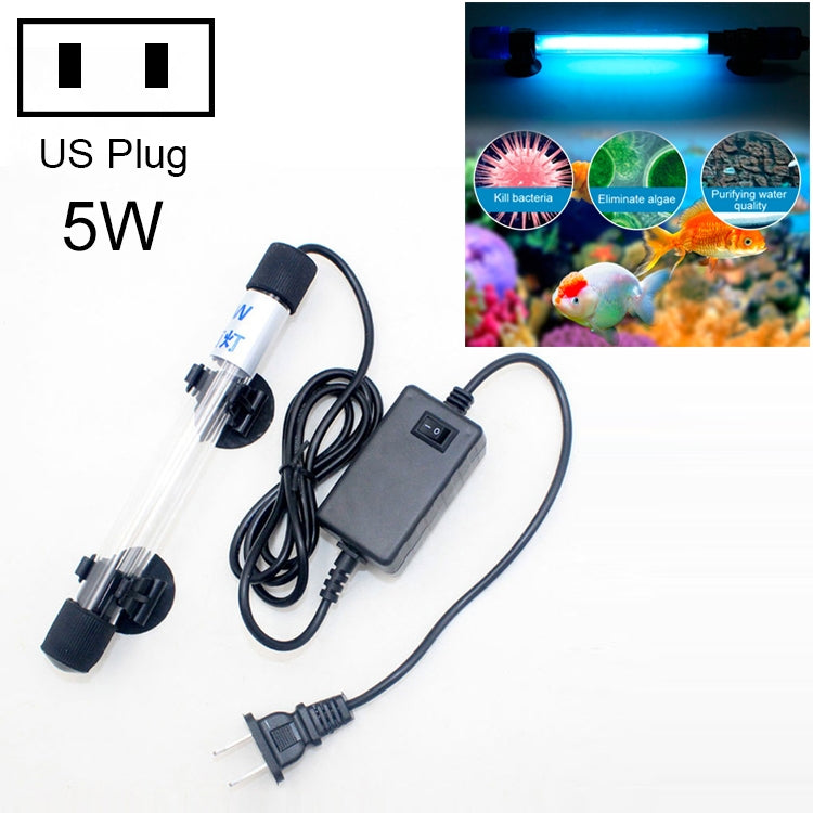 110V 5W UV Ultraviolet Algae Disinfection Fish Tank Lamp, US Plug