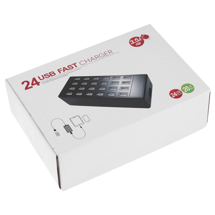 100W 24口USB快速智能充電器 帶指示燈 AC 100-240V 美規