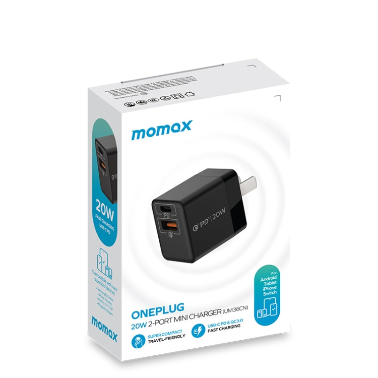 MOMAX UM36 PD 20W Type-C+USB快充充電器 中規