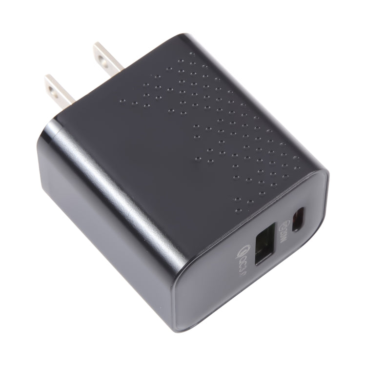 PD 20W Type-C+QC 3.0 USB 點紋旅行充電器，美規