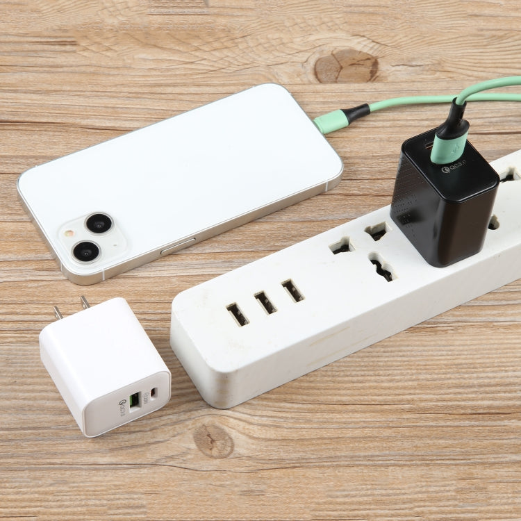 PD 20W Type-C+QC 3.0 USB 點紋旅行充電器，美規