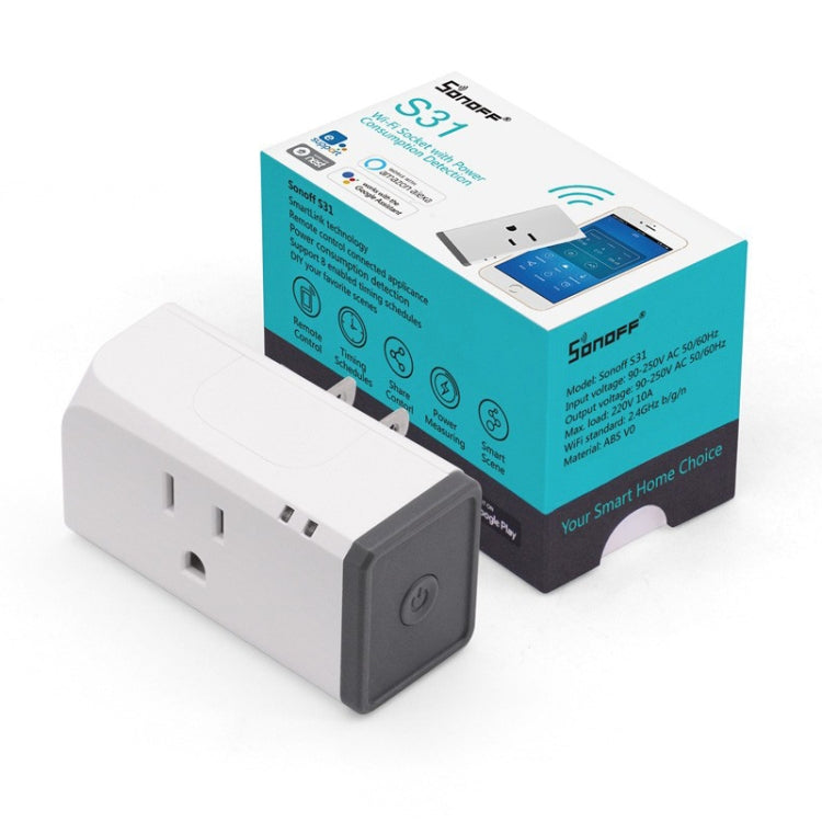 易微聯Sonoff S31 16A 手機app遠程wifi無線遙控定時電量檢測智能插座 美規