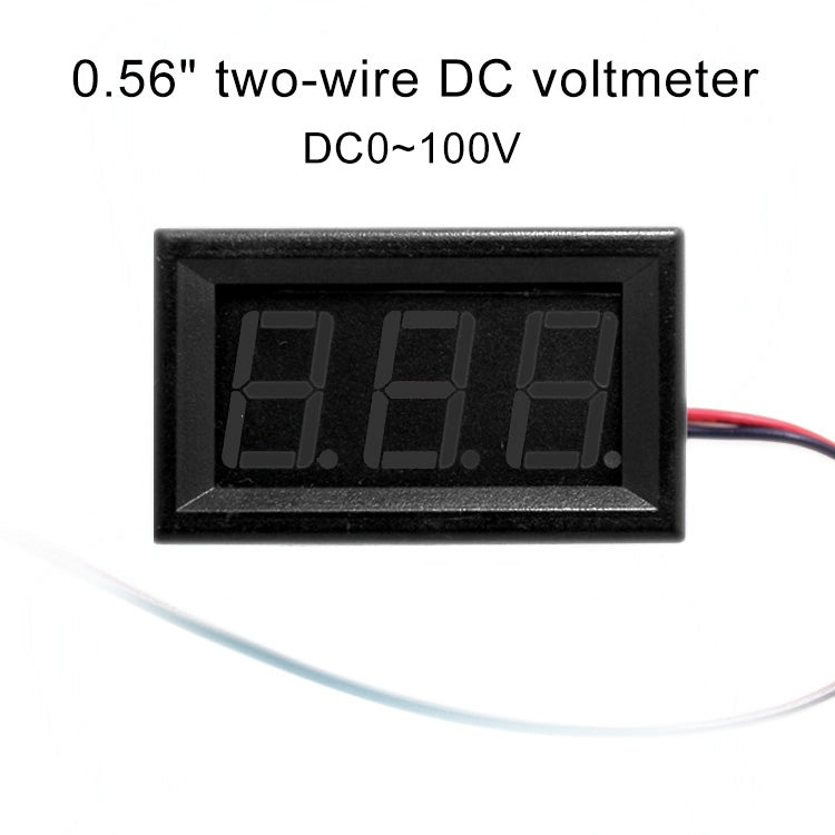 10個一裝 0.56寸帶殼直流電壓表 端子線3線DC 0-100V 三位數顯高精度電壓表頭