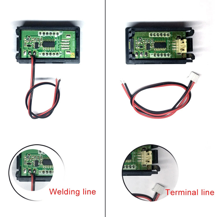 10個一裝 0.56寸帶殼直流電壓表 端子線3線DC 0-100V 三位數顯高精度電壓表頭