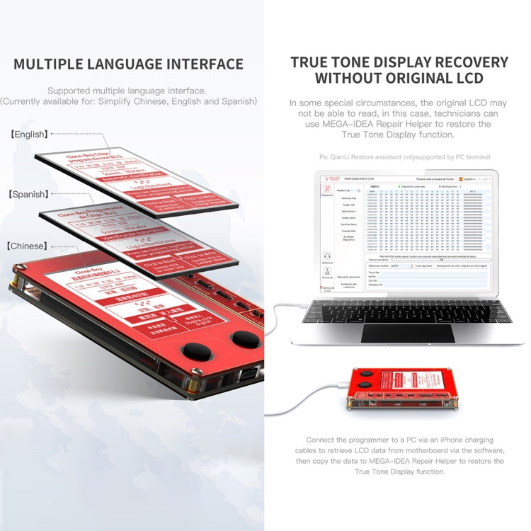 碼片編程器 適用於iPhone 7 / 8 / XR / XS / XS Max 數據傳輸的LCD屏幕真才修復編程器