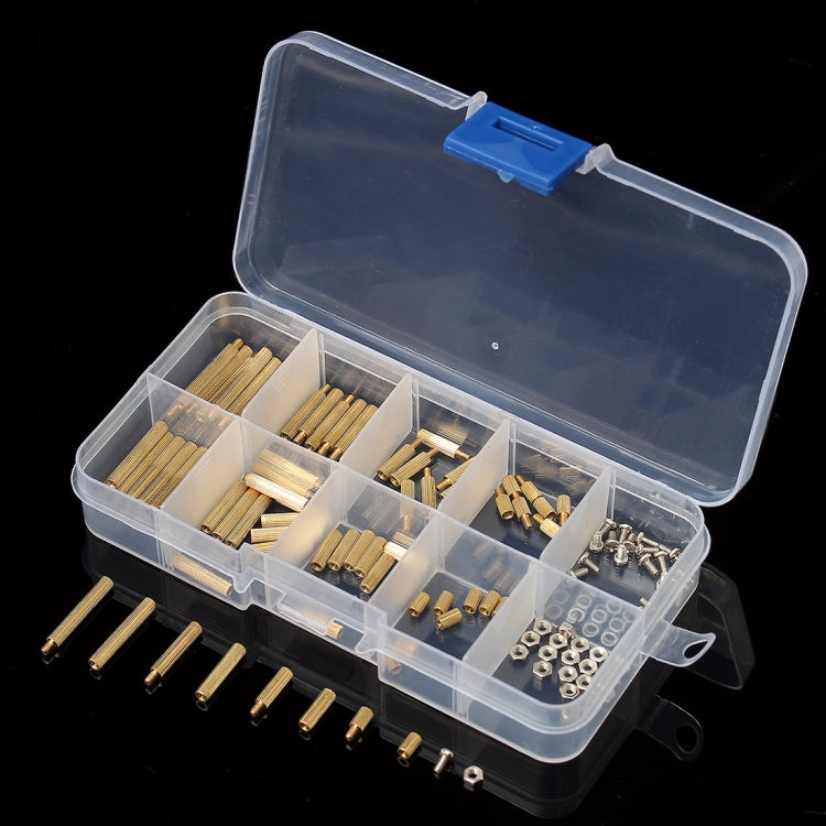 120件一盒  M2黃銅滾花支座螺絲柱支架組合套裝