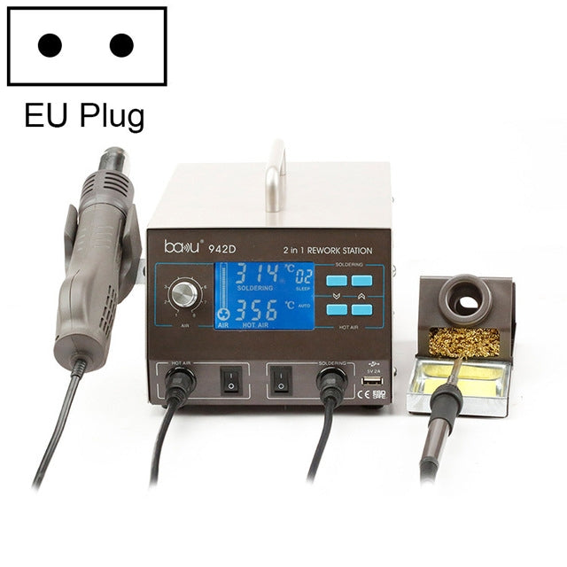 巴酷 BA-942D 220V 700W 數顯2合一溫度可調熱風槍套裝，歐規