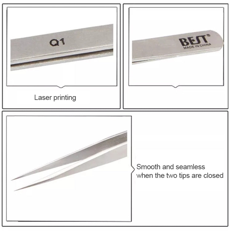 BEST BST-Q1  拉絲不銹鋼鑷子