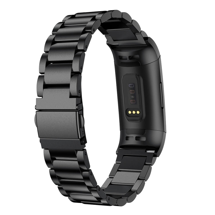 適用於Fitbit Charge 4 三珠實心不銹鋼腕帶錶帶