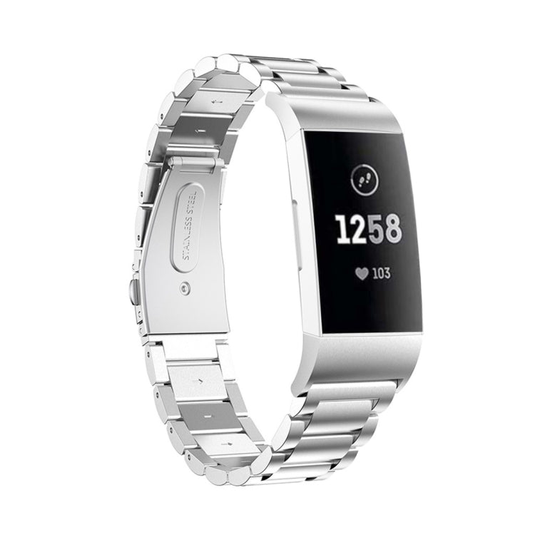 適用於Fitbit Charge 4 三珠實心不銹鋼腕帶錶帶