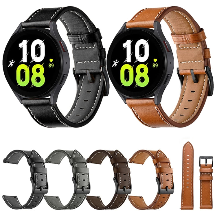 適用於佳明 Forerunner 265 / 255 / Vivoactive 4 / Venu 2 22mm 車線黑扣真皮錶帶