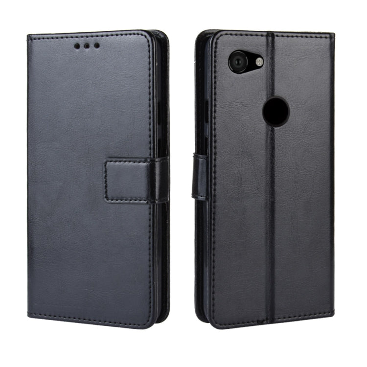 適用於谷歌 Pixel 3 lite 復古瘋馬紋左右翻蓋皮套帶支架&卡槽&相框