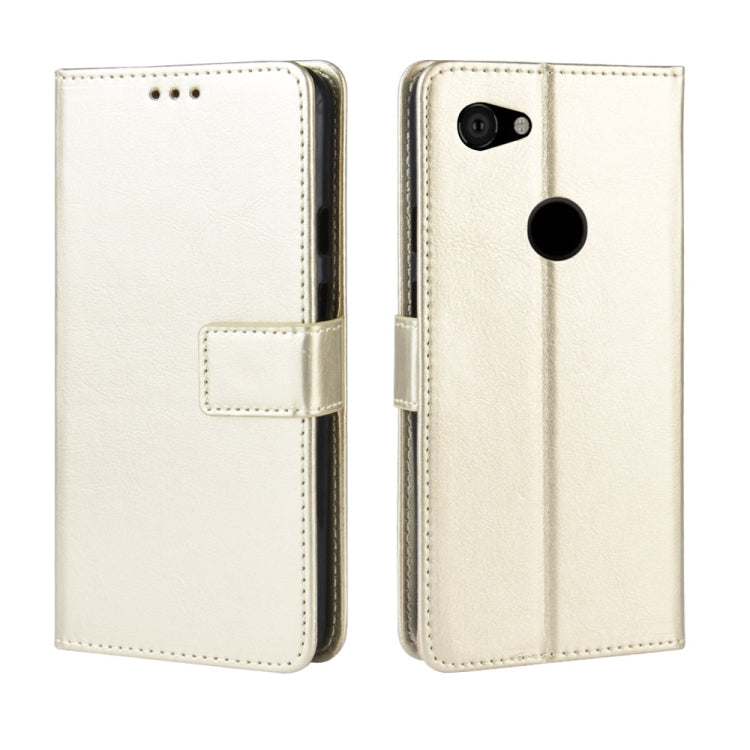 適用於谷歌 Pixel 3 lite 復古瘋馬紋左右翻蓋皮套帶支架&卡槽&相框