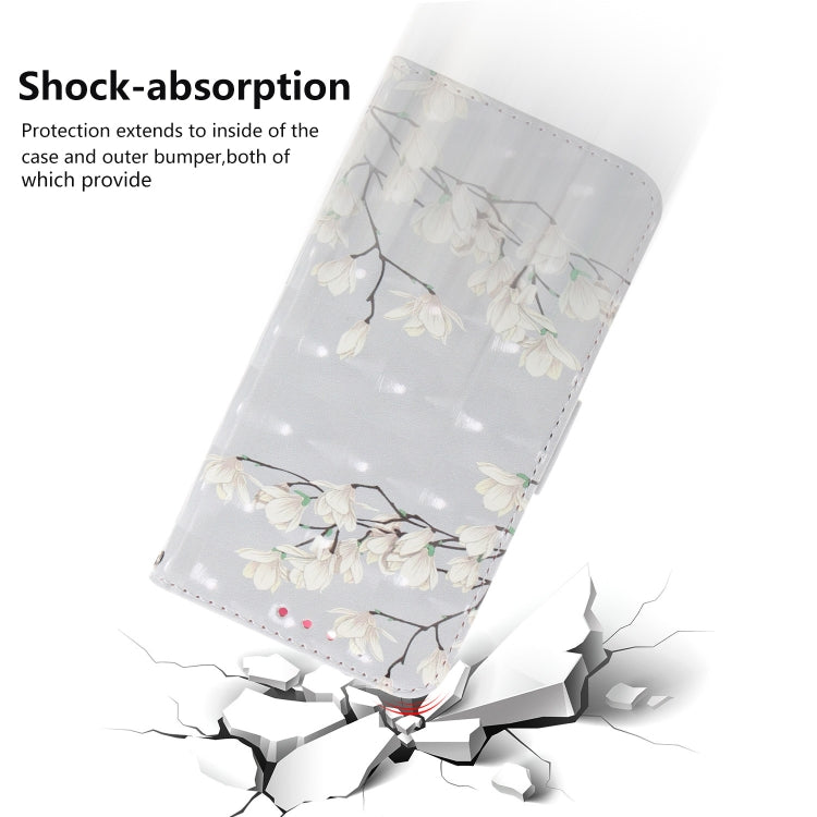 適用於 谷歌 Pixel 3a XL 3D 玉蘭花圖案 彩繪左右開皮套，帶支架&卡槽&錢包