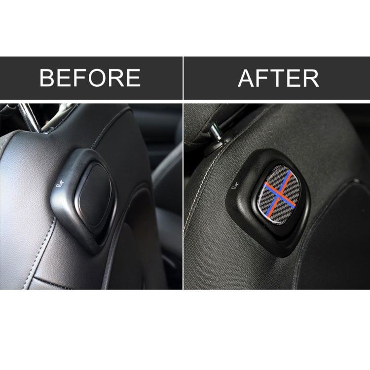 適用於寶馬 Mini Cooper F55 / F56 紅藍色汽車碳纖維座椅背拉手裝飾貼紙