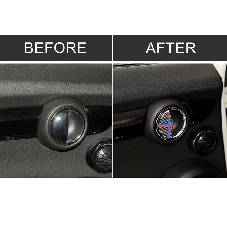 2件套 適用於寶馬 Mini R55 / R56 / R60 / R61 / F55 / F54 / F60 紅藍色汽車碳纖維車門拉手裝飾貼紙 R / F 通用