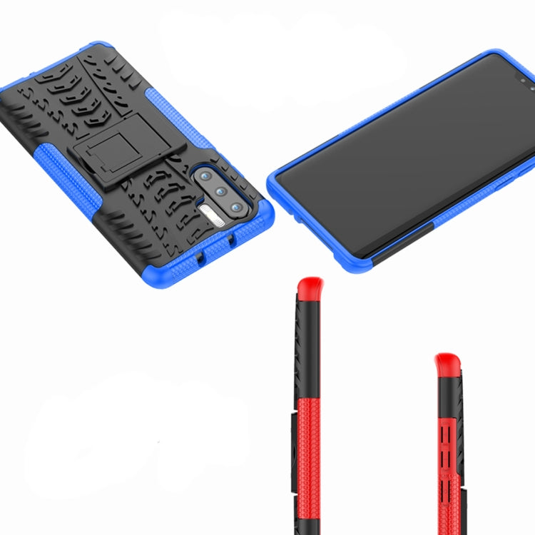 適用於華為 P30 Pro 炫彩輪胎紋TPU+PC防摔手機保護殼 帶支架