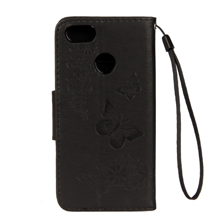 適用於華為P9 Lite Mini  壓花大蝴蝶圖案左右開皮套 帶卡槽&支架&錢包&手繩