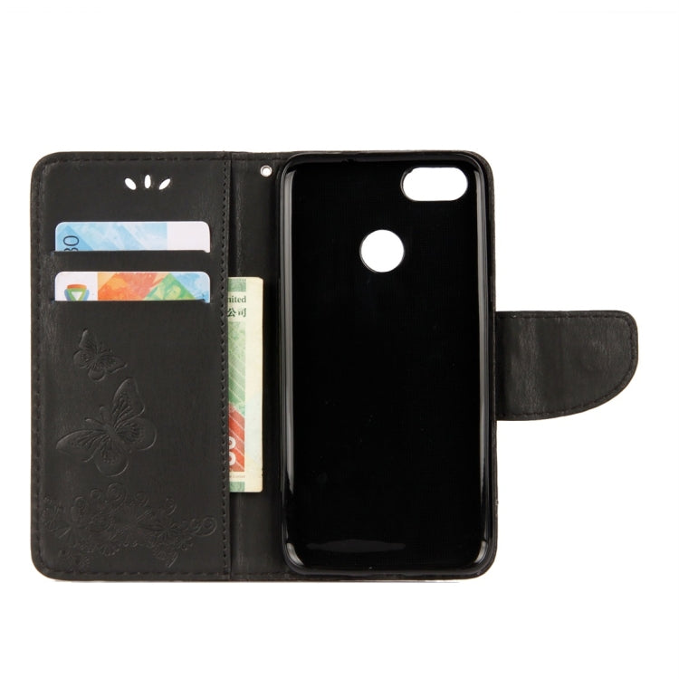 適用於華為P9 Lite Mini  壓花大蝴蝶圖案左右開皮套 帶卡槽&支架&錢包&手繩