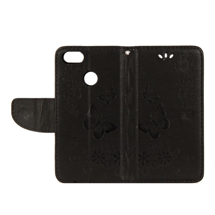 適用於華為P9 Lite Mini  壓花大蝴蝶圖案左右開皮套 帶卡槽&支架&錢包&手繩