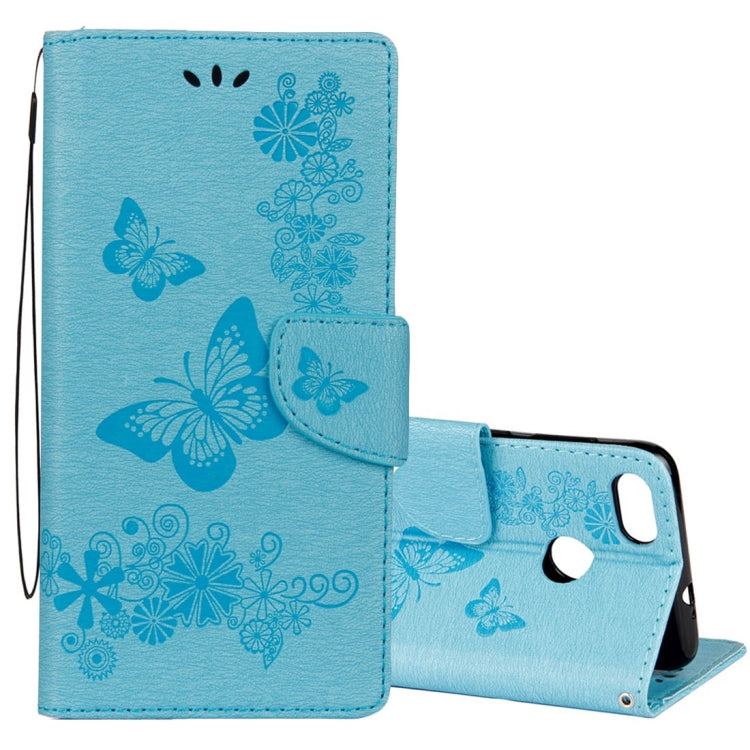 適用於華為P9 Lite Mini  壓花大蝴蝶圖案左右開皮套 帶卡槽&支架&錢包&手繩