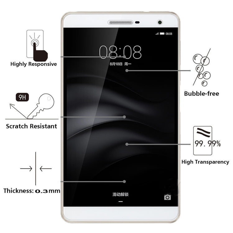 適用於華為 MediaPad M2 7.0英寸 0.3mm 9H硬度防爆直面鋼化玻璃膜
