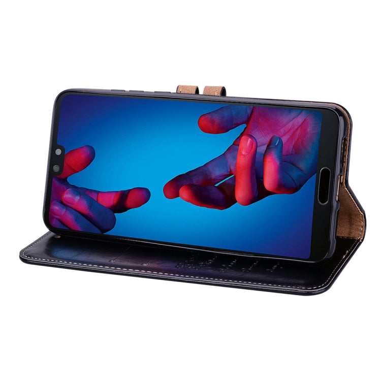 適用於華為 P20 Pro 男女商務款油蠟紋左右翻蓋皮套帶支架卡槽錢包