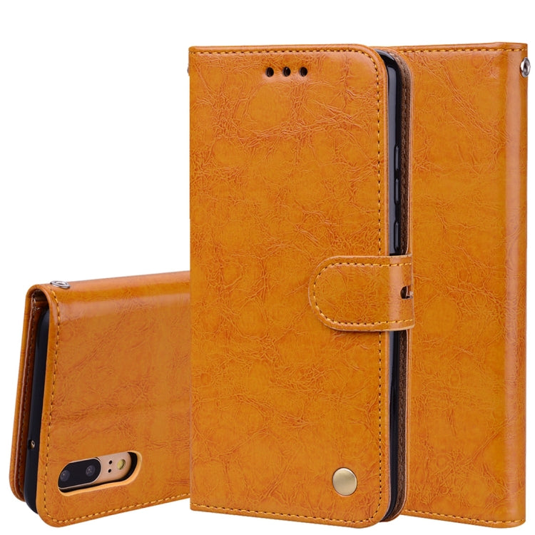 適用於華為 P20 男女商務款油蠟紋左右翻蓋皮套帶支架卡槽錢包