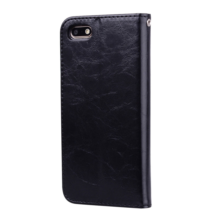 適用於華為Y5  / Y5 Prime  / 榮耀7A  男女商務款油蠟紋左右翻蓋皮套 帶支架&卡槽&錢包