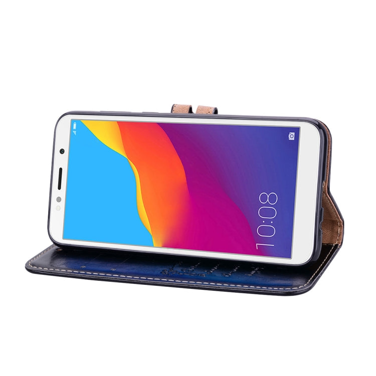 適用於華為Y5  / Y5 Prime  / 榮耀7A  男女商務款油蠟紋左右翻蓋皮套 帶支架&卡槽&錢包